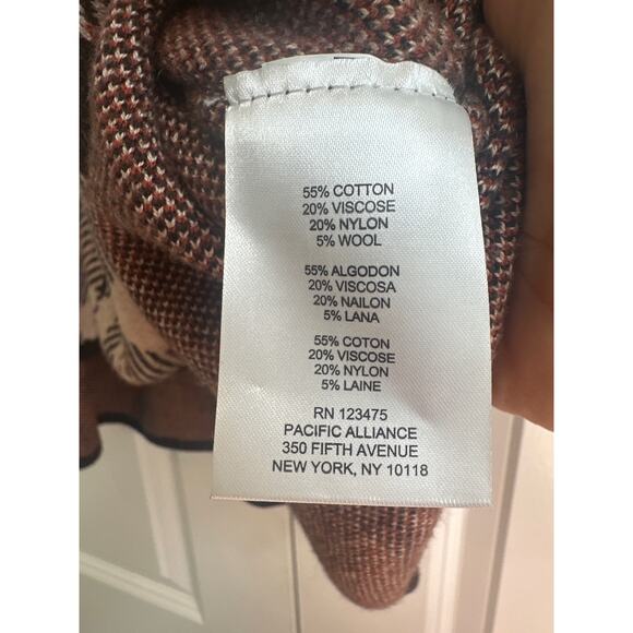 Jones New York Tan and Brown Zip Up Plaid Poncho Vest - Picture 4 of 7